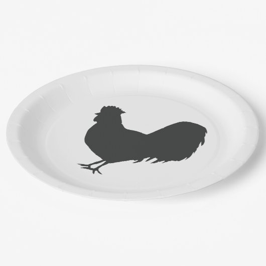 Assiettes En Carton Rooster Silhouette Barnyard Party Paper Napkin (Angle)