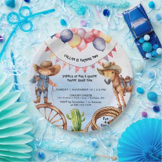 Assiettes En Carton Rootin' Tootin' Bonne heure Anniversaire (Fête)