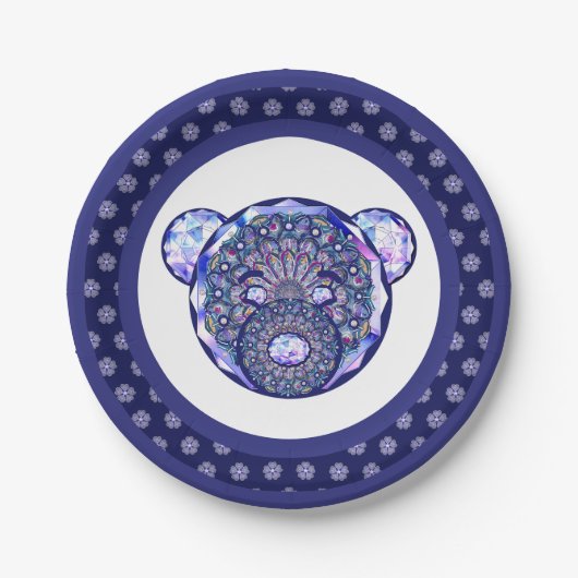 Assiettes En Carton Rosace bleu ou rouge pour bébé&enfant (Devant)