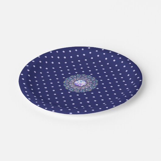 Assiettes En Carton Rosace bleue (Angle)