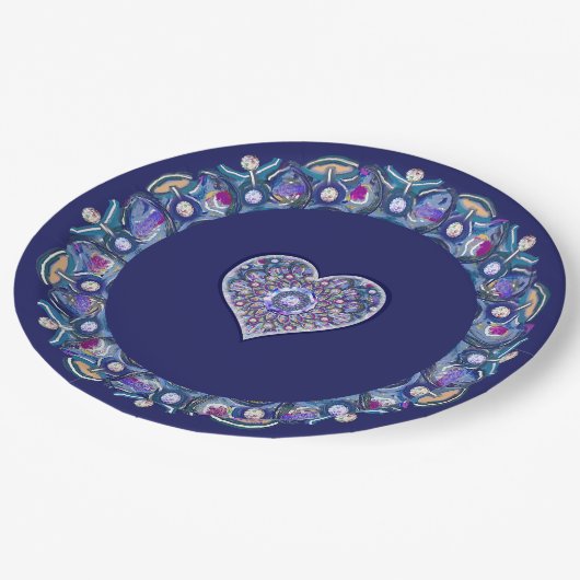 Assiettes En Carton Rosace bleue (Angle)