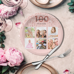 Assiettes En Carton rose 100e anniversaire blush parties scintillant p