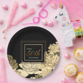 Assiettes En Carton Rose 50e anniversaire or, tan et jaune imprimer p (Fête)