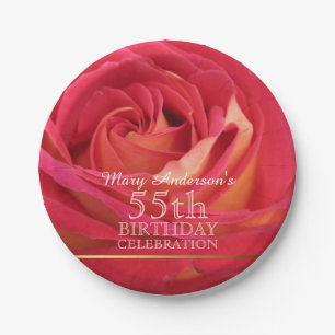 Assiettes En Carton Rose 55e anniversaire Fête Plaques papier -2-