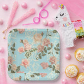 Assiettes En Carton Rose aquarelle délicat (Fête)