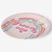 Assiettes En Carton Rose arc-en-ciel Super rétro (Angle)
