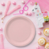 Assiettes En Carton Rose avec plaque en papier À petits pois blanc (Fête)