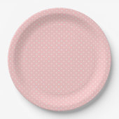 Assiettes En Carton Rose avec plaque en papier À petits pois blanc (Devant)