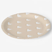 Assiettes En Carton Rose blanc Beige mignon Motif de coeur simple (Angle)