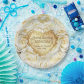 Assiettes En Carton Rose blanche 50e anniversaire de Mariage (Fête)