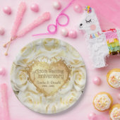 Assiettes En Carton Rose blanche 50e anniversaire de Mariage (Fête)