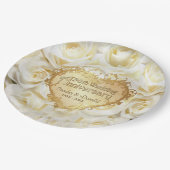 Assiettes En Carton Rose blanche 50e anniversaire de Mariage (Angle)