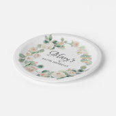 Assiettes En Carton Rose blanche Eucalyptus 100e anniversaire (Angle)