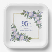 Assiettes En Carton Rose blanche Floral Custom 95e fête d'anniversaire (Recto)
