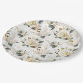 Assiettes En Carton Rose blanche Mariage floral romantique (Angle)