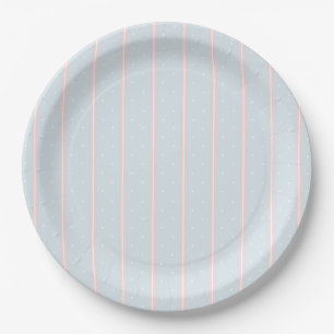 Assiettes En Carton Rose, Bleu Pastel, Chiens blancs et Grilles Napkin