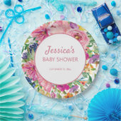 Assiettes En Carton Rose bleu violet Floral blanc Baby shower or (Fête)