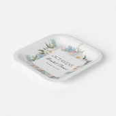 ASSIETTES EN CARTON ROSE BLEUE DOUCE FLEURS FLEURS MONOGRAMME BRIDAL (Angulaire)