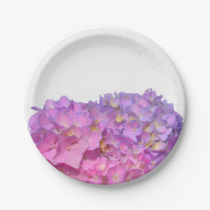 Assiettes En Carton Rose Blue Hydrangeas élégantes fleurs rose violet