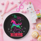 Assiettes En Carton Rose Cette Fille Aime Son Cheval (Fête)