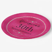 Assiettes En Carton Rose chaud glamour et Parties scintillant et diama (Angle)