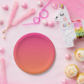 Assiettes En Carton Rosé clair à orange brillant dégradé solide (Fête)