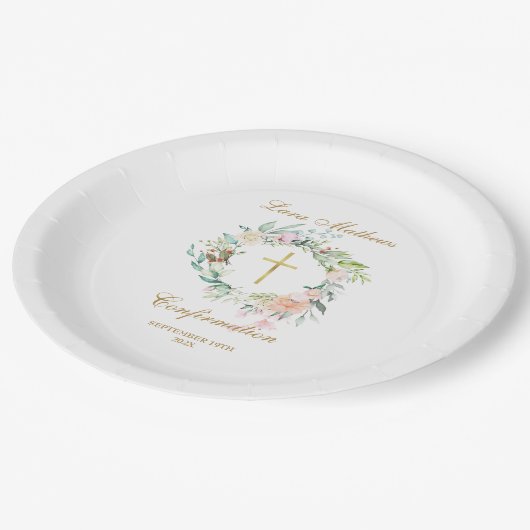 Assiettes En Carton Rose de bois Garland Gold Confirmation (Angle)