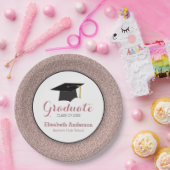 Assiettes En Carton Rose de diplôme Parties scintillant d'or Élégant (Fête)