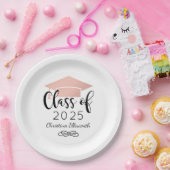 Assiettes En Carton Rose de script moderne Gold 2025 Graduation person (Fête)