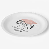 Assiettes En Carton Rose de script moderne Gold 2025 Graduation person (Angle)