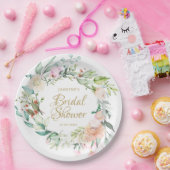 Assiettes En Carton Rose d'été Fête de l'mariée de script Gold Waterco (Fête)