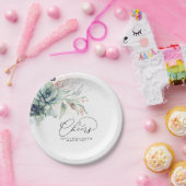 Assiettes En Carton Rose doré végétation élégante moderne Tchin (Fête)