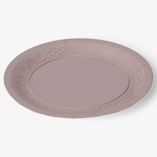 Assiettes En Carton Rose élégant tendance Gold Custom Blank Modèle (Angle)