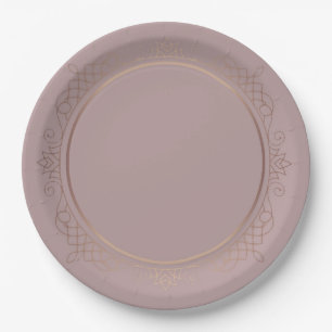 Assiettes En Carton Rose élégant tendance Gold Custom Blank Modèle