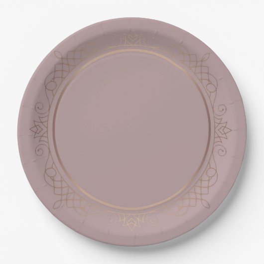Assiettes En Carton Rose élégant tendance Gold Custom Blank Modèle (Devant)