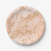 Assiettes En Carton Rose en marbre parties scintillant d'or abstrait (Devant)