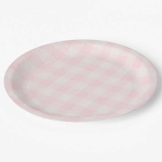 Assiettes En Carton Rose En vichy 2 (Angle)