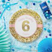 Assiettes En Carton Rose et 6èmes plats d'anniversaire d'or (Fête)