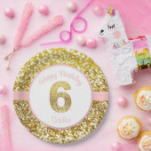 Assiettes En Carton Rose et 6èmes plats d'anniversaire d'or (Fête)