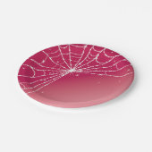 Assiettes En Carton Rose et blanc étincelant Diamond Spider Web (Angle)