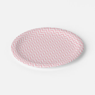 Assiettes En Carton Rose et blanc Petites tailles Chevron Stripes