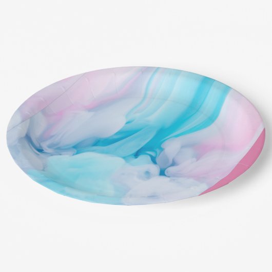 Assiettes En Carton rose et bleu (Angle)