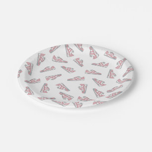 Assiettes En Carton Rose et motif mignon gris de baskets