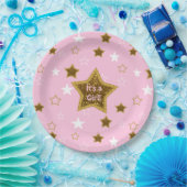 Assiettes En Carton Rose et Or étoiles Son une fille plaque de papier (Fête)