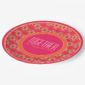 Assiettes En Carton Rose Et Orange Clair (Angle)