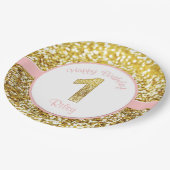 Assiettes En Carton Rose et plats d'anniversaire d'or pour des (Angle)