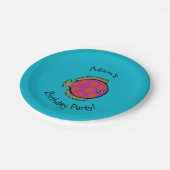 Assiettes En Carton Rose et poissons à pois oranges (Angle)