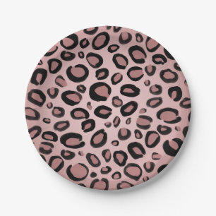 Assiettes En Carton Rose et taches d'empreinte de léopard de guépard