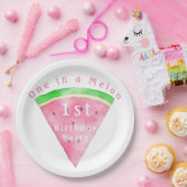 Assiettes En Carton Rose et vert dans une pastèque Melon (Fête)