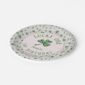 Assiettes En Carton Rose et vert Lucky One irlandais fille 1er anniver (Angle)